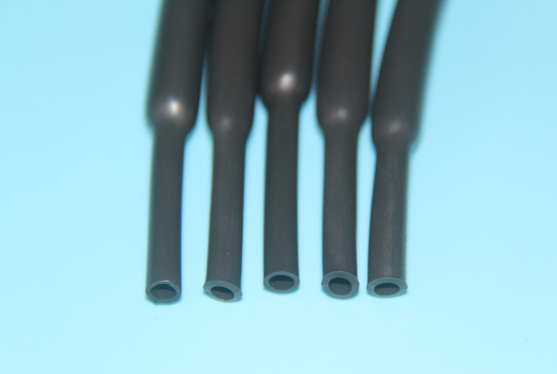 6.4mm黑色氟橡胶耐油耐高温热缩管收缩后内径变小壁厚变厚